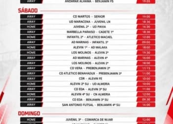 Estos son los partidos de nuestros equipos para esta semana.